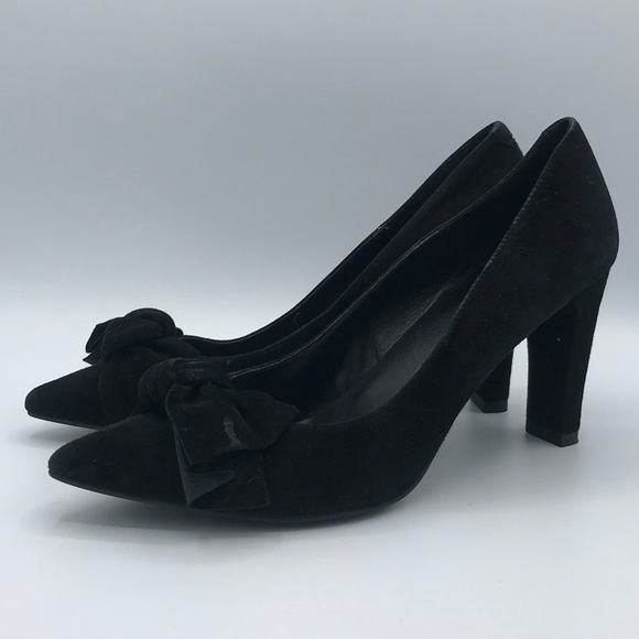 VANELi Black Suede Bow Pointed Toe Heels, Size 8 - Picture 4 of 12